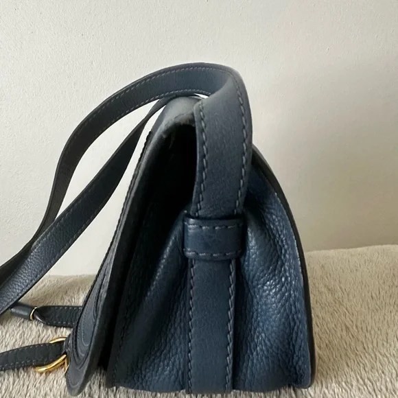 Chloe Leather Mini Marcie Crossbody Navy Blue - Picture 5 of 13